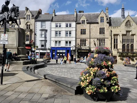 Shops on the west side of Market Place, Pickering